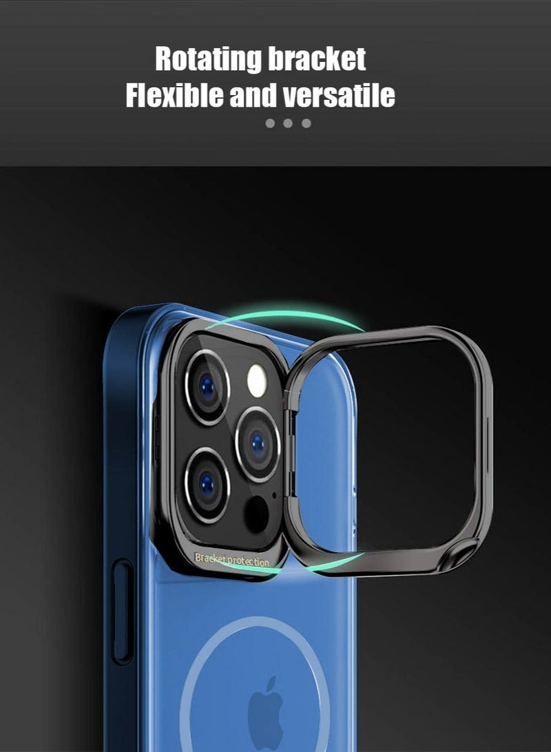TEAM LUXURY iPhone 15 Pro Max Case Cover Built-in Camera Ring Magnetic Mobile Phone Holder Stand Translucent Matte Comfortable Hold Shockproof Protective MagSafe Back Cover for Apple iPhone 15 Pro Max  - Image 3