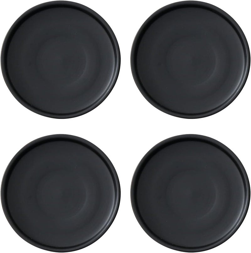 Woiida 4 inch Matte Black Ceramic Plant Saucer (4 Pack)-Ceramic Drainage Tray for Plant Pot - Image 1