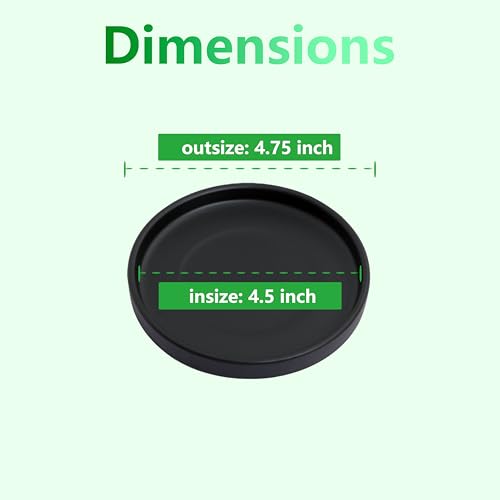 Woiida 4 inch Matte Black Ceramic Plant Saucer (4 Pack)-Ceramic Drainage Tray for Plant Pot - Image 2
