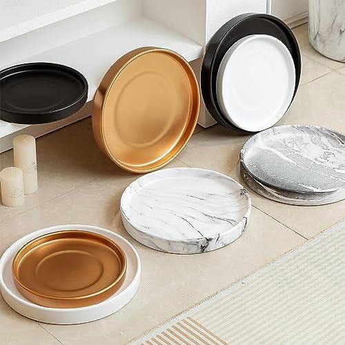Woiida 4 inch Matte Black Ceramic Plant Saucer (4 Pack)-Ceramic Drainage Tray for Plant Pot - Image 5