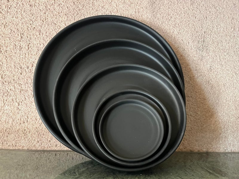 Woiida 4 inch Matte Black Ceramic Plant Saucer (4 Pack)-Ceramic Drainage Tray for Plant Pot - Image 3