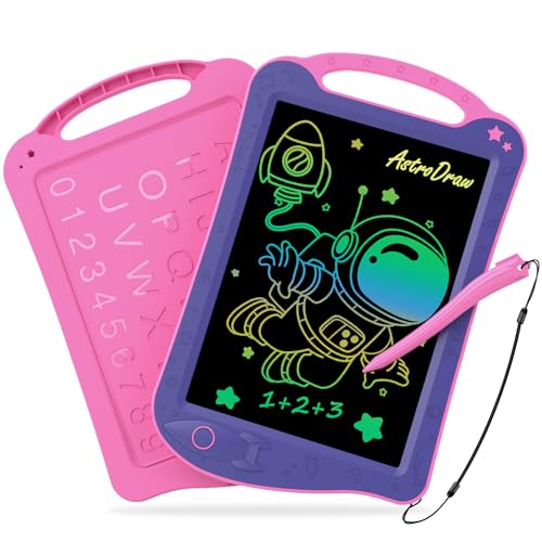 HOMESTEC Astrodraw Drawing Pad Toys Colorful LCD Writing Tablet for Kids Doodle Board for Toddlers 3 4 5 6 Years Old Travel Sensory Space Toy for Boys Girls Birthday Gift Idea PurplePink - Image 1