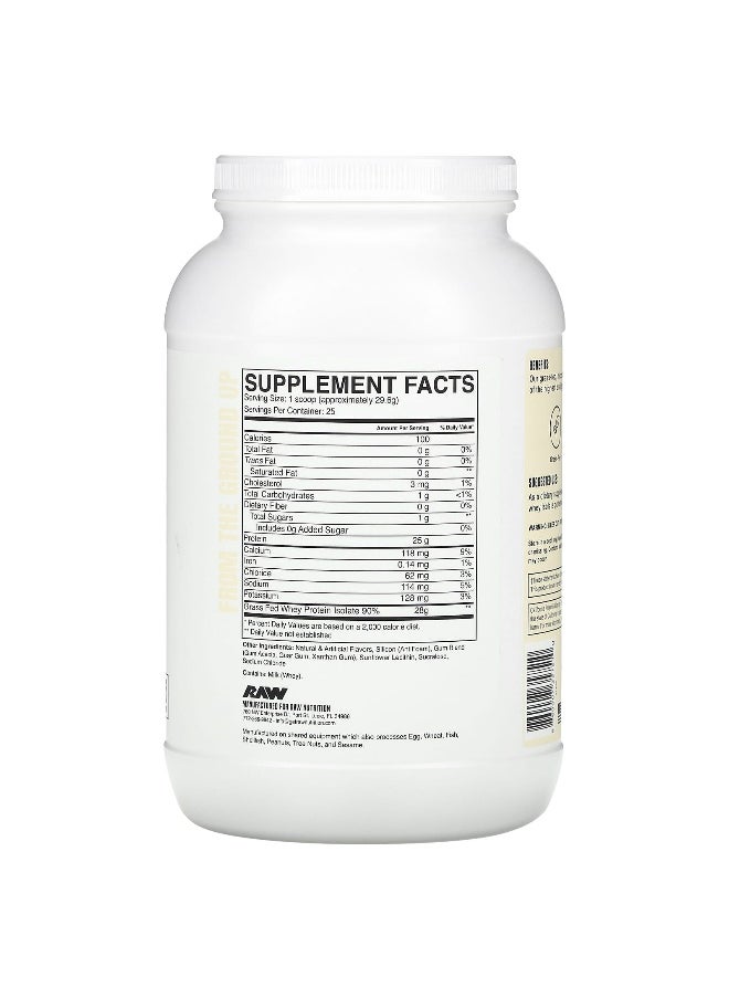 Raw Nutrition Raw Nutrition, Grass Fed Whey Isolate Protein, Vanilla, 1.63 lb (740 g)  - Image 2