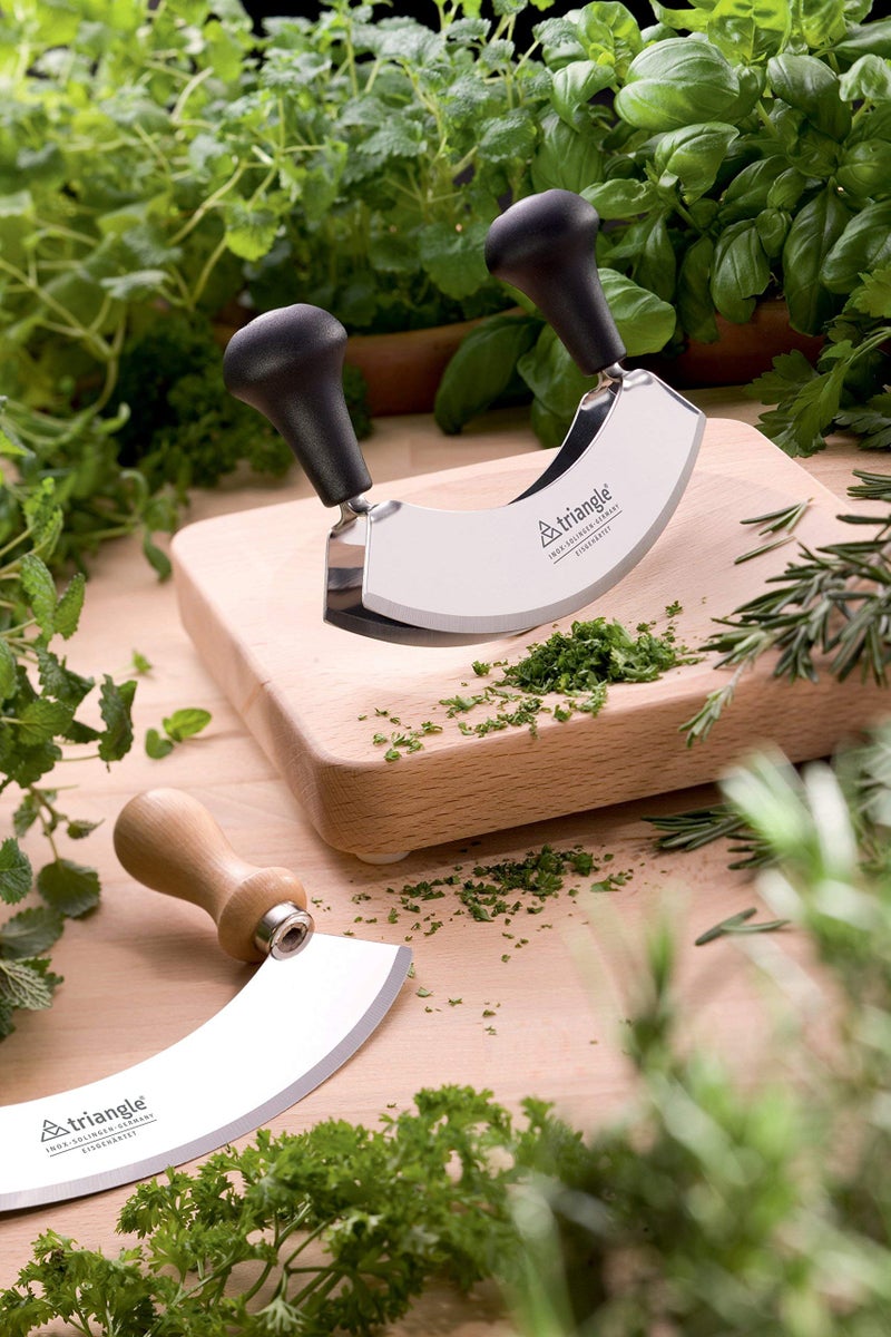 triangle Mincing Knife - 7” Stainless Steel Curved Double Blade - Mezzaluna Knife - Anti-Slip, Ergonomic Handles - Made in Germany - Image 2