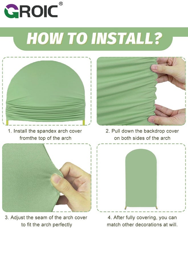 GROIC 7.2FT Green Arch Backdrop Cover, Spandex Fitted Fabric Backdrops Arches Covers, Arch Stand Cover Stretchy Backdrop for Wedding Party Baby Shower Birthday Decoration - Image 3