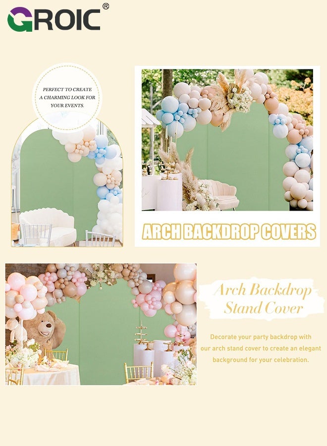 GROIC 7.2FT Green Arch Backdrop Cover, Spandex Fitted Fabric Backdrops Arches Covers, Arch Stand Cover Stretchy Backdrop for Wedding Party Baby Shower Birthday Decoration - Image 2