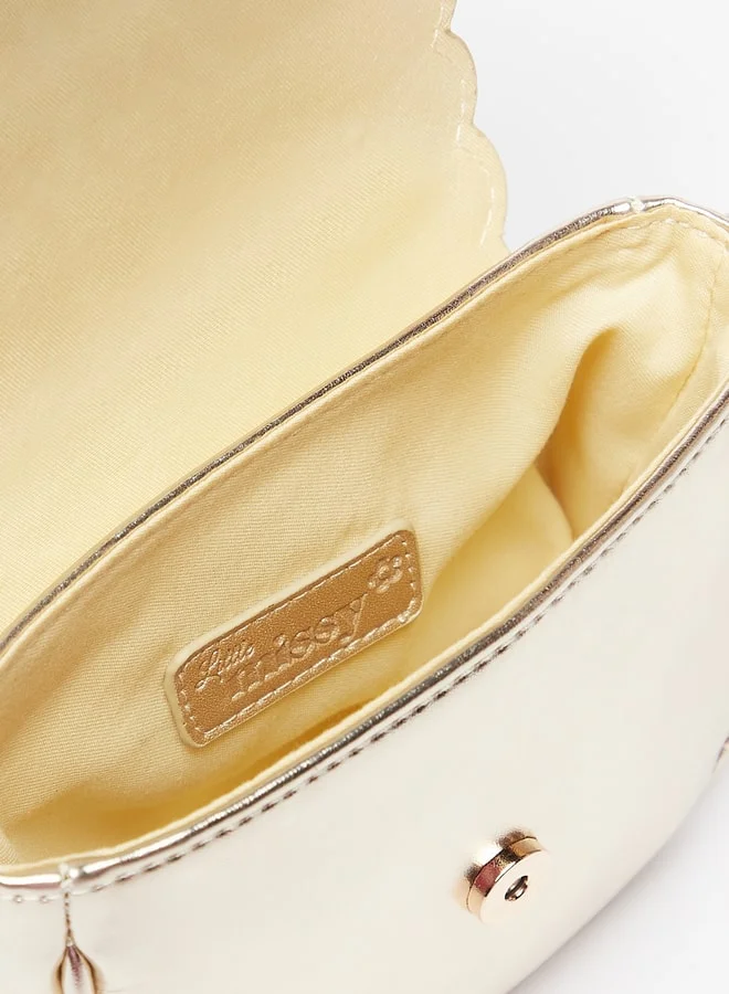 MISSY Little Missy Glitter Textured Crossbody Bag with Butterfly Accents