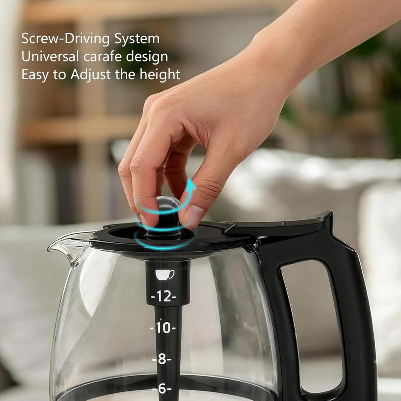 CUPALL 12-CUP Coffee Pot Replacement, Compatible with Black and Decker Coffee Maker carafe, Black Handle - Image 5