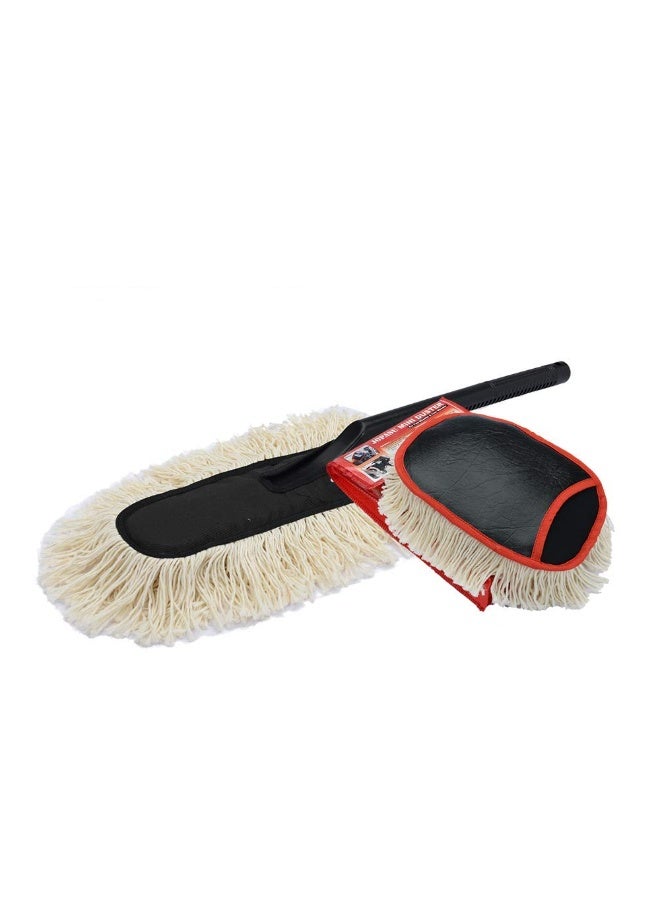JOPASU Car Duster Brush & Mini Duster Brush Combo Pack With 100% Wax Treated Cotton Strands For Cleaning Dry Dust Om Cars & Bikes. Scratch Proof, Water Saver & Eco-Friendly Brush For Dusting, Black - Image 1