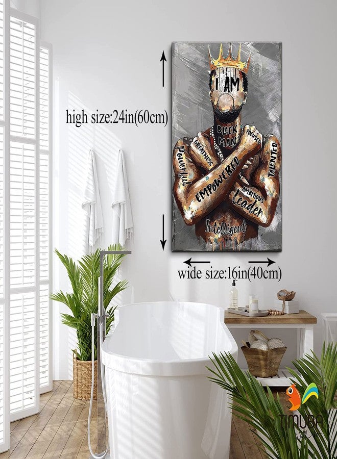 AKOTAC Framed Black Men Wall Art African American Man Portrait Wall Art Afro King Poster Abstract Contemporary Canvas Prints Painting Home Decor for Bedroom Living Room - Image 2
