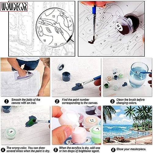 Wowdecor Paint by Numbers Kits for Adults Kids, DIY Number Painting - Starry Night by Van Gogh Beautiful Sky 40 x 50 cm Stamped Canvas (Frame) - Image 3