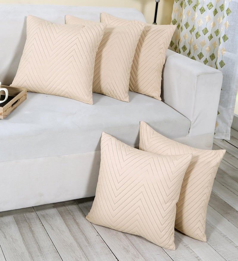 RD TREND UltraSonic Microfiber Cushion Covers, 40 x 40 cm/16 x 16 inches, Set of 5, 250 TC, Back Zipper (Beige) - Image 5