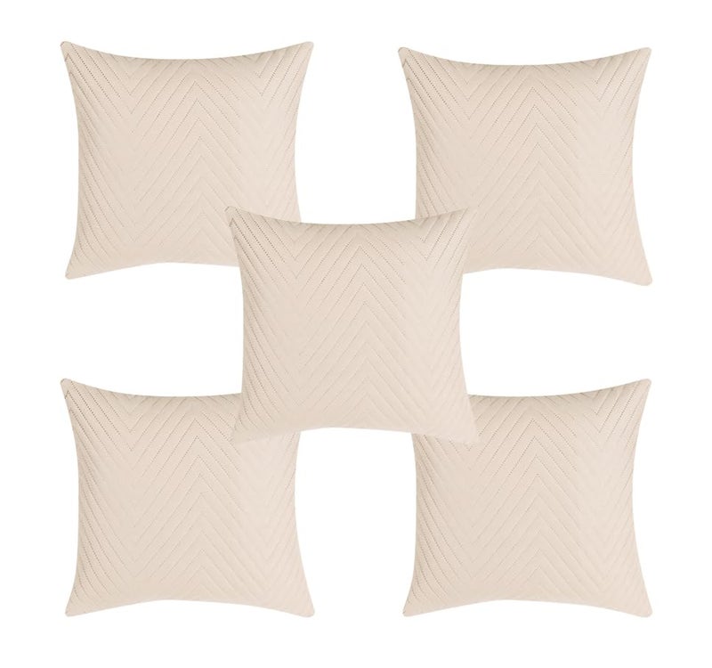 RD TREND UltraSonic Microfiber Cushion Covers, 40 x 40 cm/16 x 16 inches, Set of 5, 250 TC, Back Zipper (Beige) - Image 4