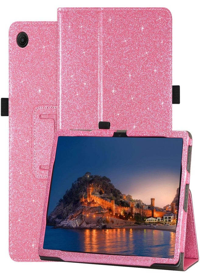 Caweet Case for T-Mobile Revvl Tab 2 Tablet - Premium Leather Folio Protective Stand Case with Auto Wake/Sleep, Glitter Pink - Image 1