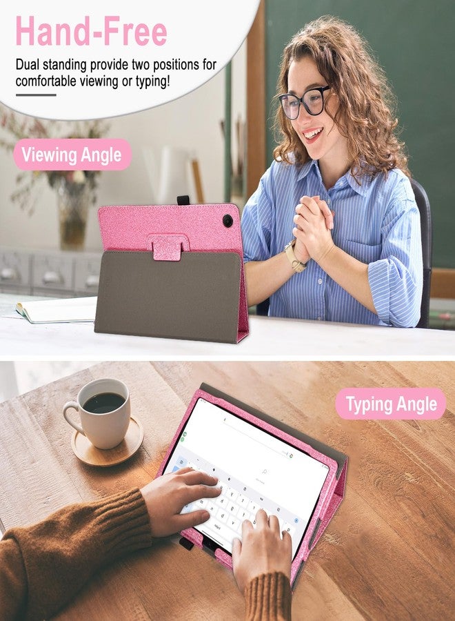 Caweet Case for T-Mobile Revvl Tab 2 Tablet - Premium Leather Folio Protective Stand Case with Auto Wake/Sleep, Glitter Pink - Image 3