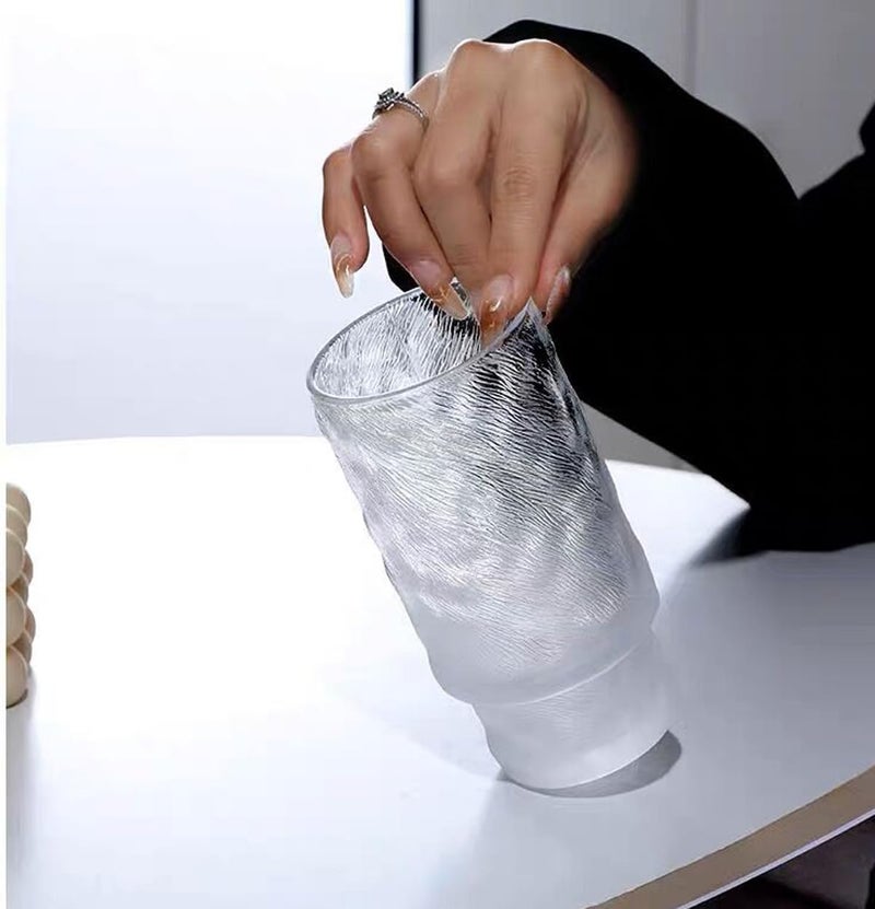 SKDBPM Ice Juice Drinks Glass Can Mug with Straw for Milk/Coffee/Green Tea Cup Set of 1-510ml Transparent Printed Can Shape Cup (Pack of 1) (Wooden Ribbed Texture) - Image 4