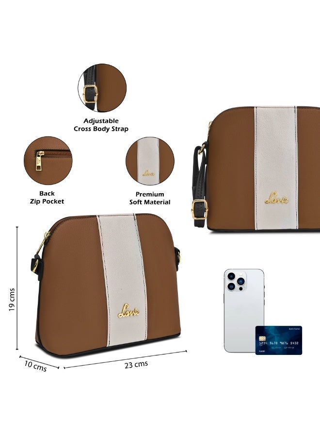 Lavie Women's Masha Colourblock Vertical Slingbag (Tan) - Image 4