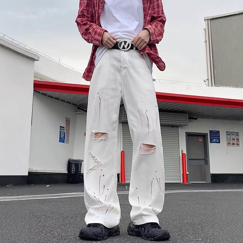 Unisex Classic Denim Jeans Loose Fit Daily Outdoor Wear - Image 3