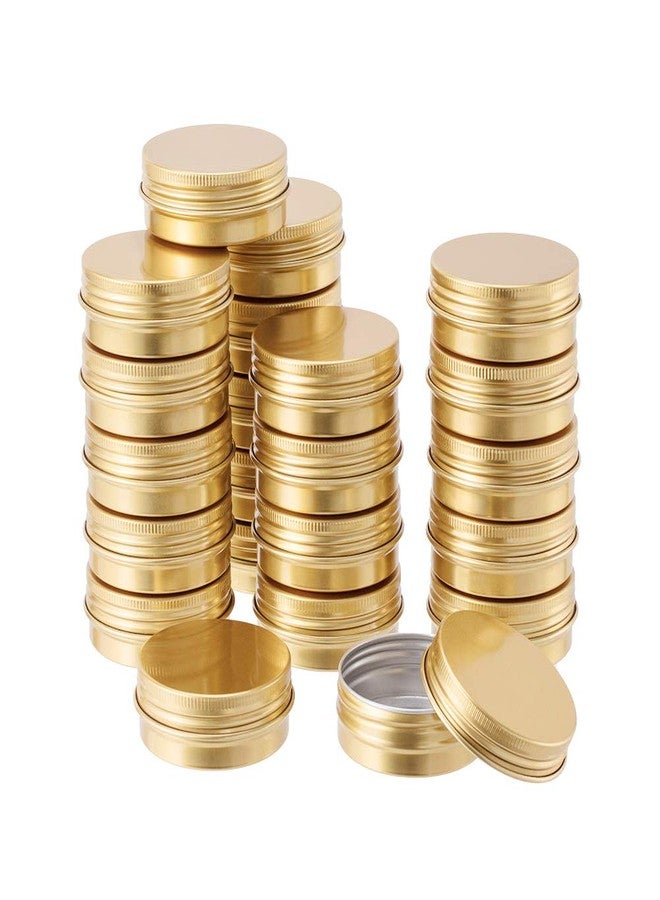 BENECREAT 30 Pack 1 OZ Round Tin Cans Screw Top Aluminum Cans with Lids for Lip Balm, Scrubs, Spices, Candies, Tea and Other Gift Giving (Gold) - Image 1