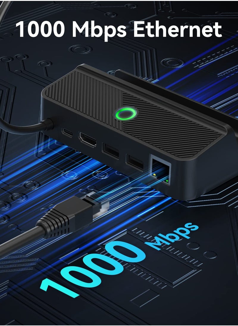 KASTWAVE - Docking Station for Steam Deck with LED Light, 5-in-1 Steam Dock with Gigabit Ethernet, HDMI 2.0 4K@60Hz, 2 USB-A 3.1, 100W Full Speed Charging Port, Dock for Steam Deck Accessories - Image 1