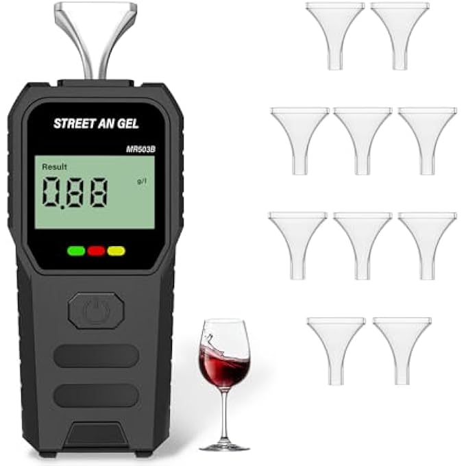 rayihni Alcohol Tester, Professional Breathalyser with LCD Display, Police Accurate Alcohol Meters, Portable Alcohol Meter with 10 Mouthpieces, Suitable for Home and Outdoor Parties - Image 2
