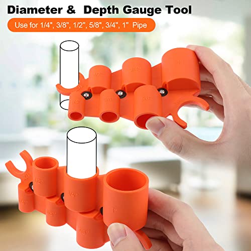 Dreyoo 1/4'' - 1'' Depth Gauge and Pipe Deburring Tool Kit, 1/8'' to 1-5/8'' Inner Outer Reamer Pipe Tubing Chamfer Tool for PVC PPR Brass CPVC PE-RT Aluminum - Image 3