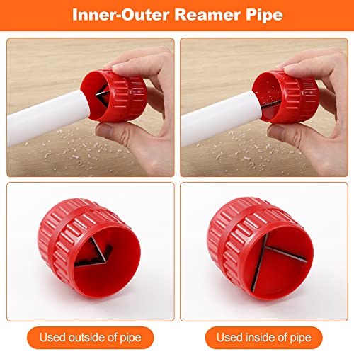 Dreyoo 1/4'' - 1'' Depth Gauge and Pipe Deburring Tool Kit, 1/8'' to 1-5/8'' Inner Outer Reamer Pipe Tubing Chamfer Tool for PVC PPR Brass CPVC PE-RT Aluminum - Image 5