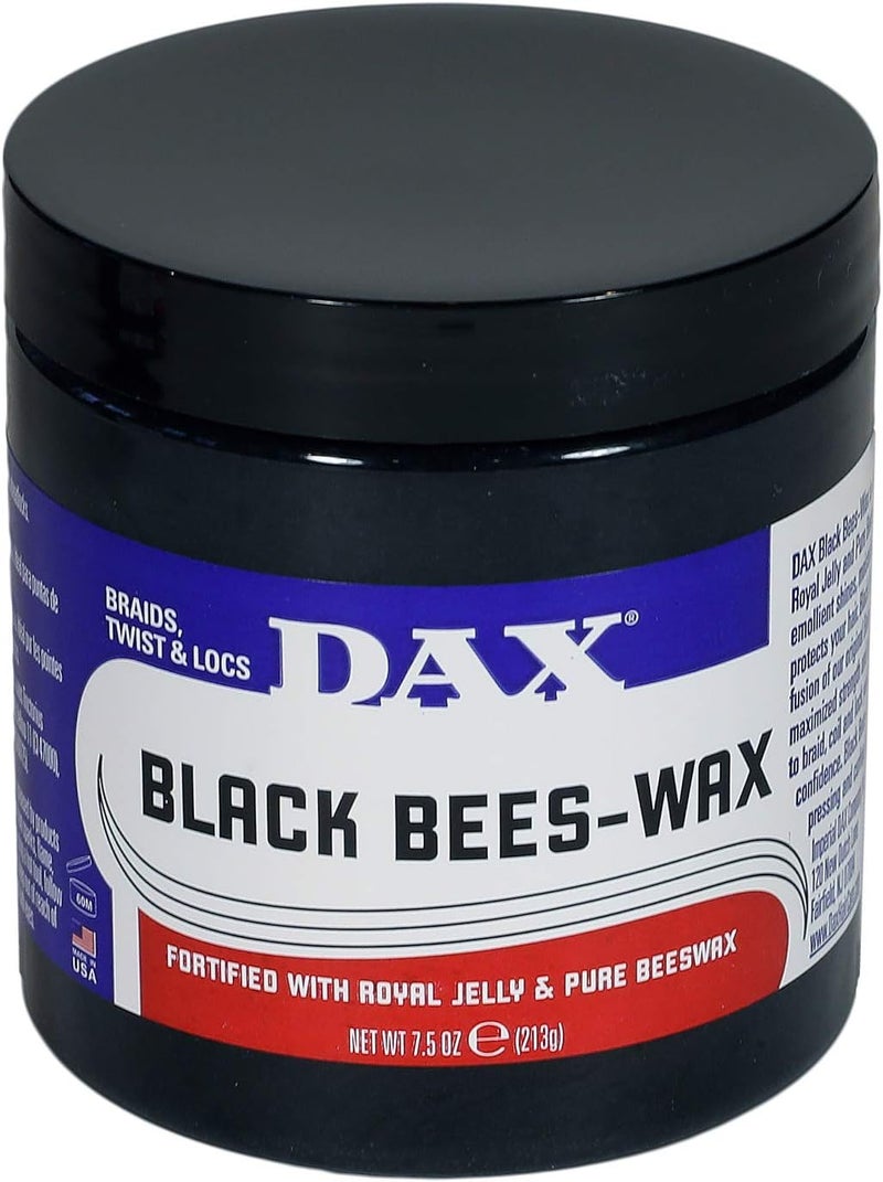DAX Black Bees Wax 7.5oz - Fortified with Royal Jelly & Pure Beeswax for Braids, Twists & Locs