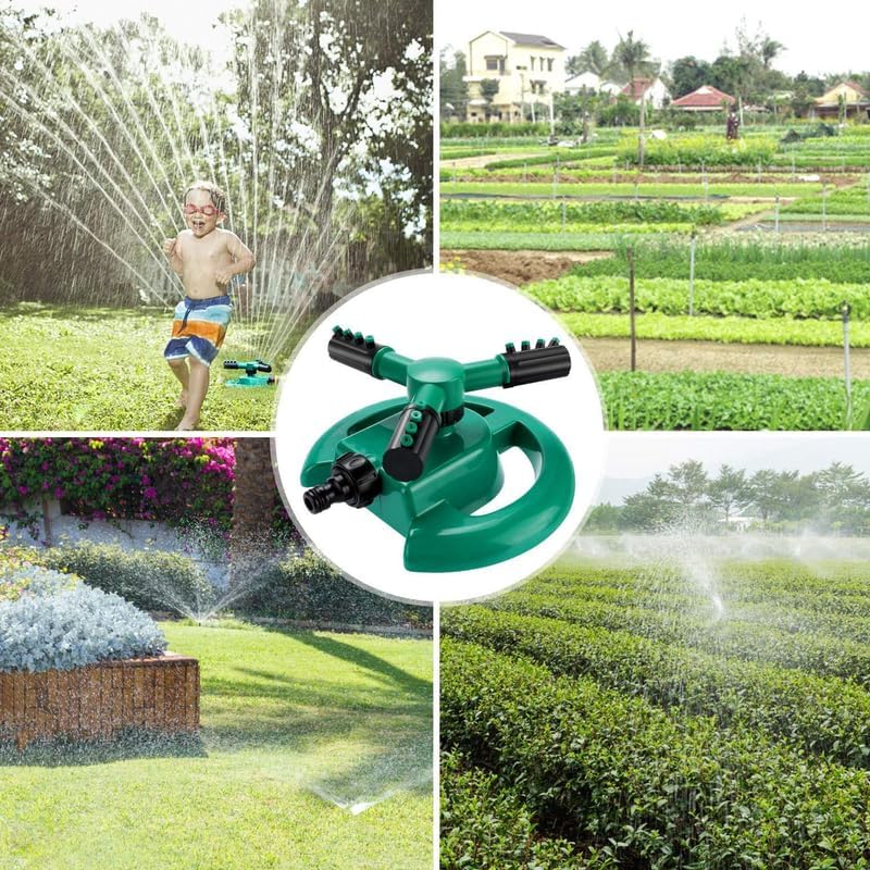 Lukzer 3 Arm Sprinkler for Watering Garden Lawn Yard Irrigation System 360° Rotating Garden Sprinkler Sprayer Head Water Saving Device - Image 3