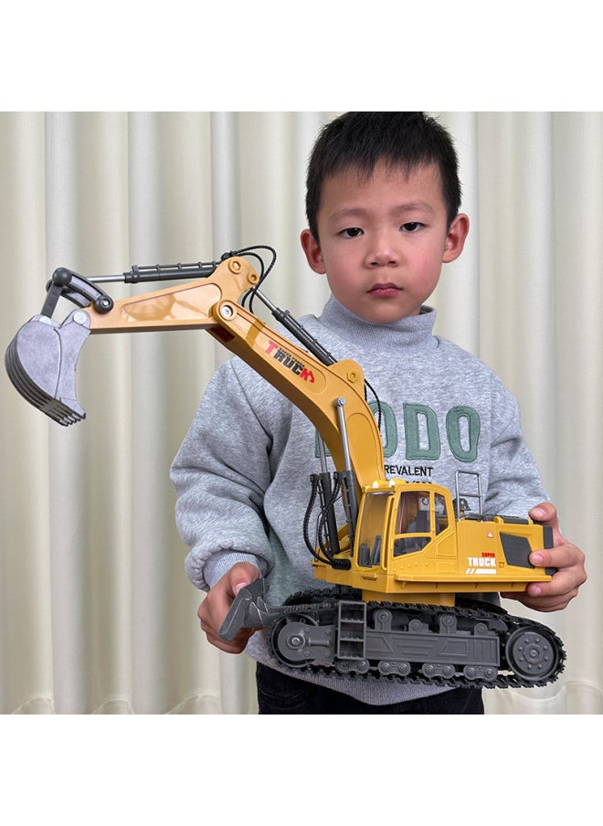 Large Alloy Children's Remote Control Excavator Toy Car Boy Simulation Electric Excavator Car Engineering Car Excavator-Color:6-way Excavator-yellow [mail Order Box]]  - Image 4