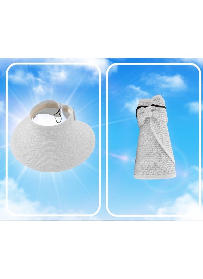 NIBEMINENT Sun Hats for Women Wide Brim Beach Hat Straw Visor Ponytail Summer UV Packable Foldable Beach Vacation Essentials  - Image 2