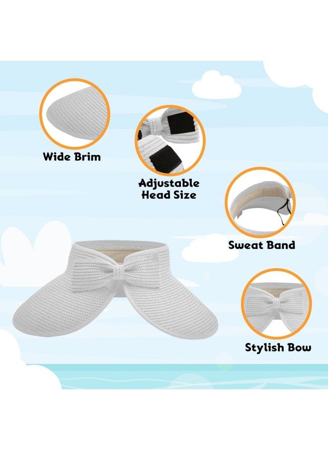 NIBEMINENT Sun Hats for Women Wide Brim Beach Hat Straw Visor Ponytail Summer UV Packable Foldable Beach Vacation Essentials  - Image 4
