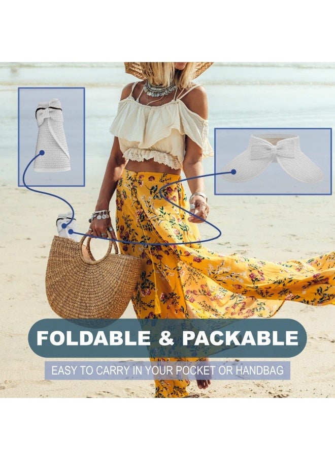 NIBEMINENT Sun Hats for Women Wide Brim Beach Hat Straw Visor Ponytail Summer UV Packable Foldable Beach Vacation Essentials  - Image 5