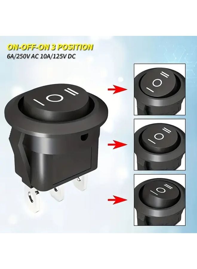 10 قطع مفتاح روكر دائري 3 اتجاه تشغيل إيقاف تشغيل 3 دبابيس 6 أمبير 250 فولت تيار متردد SPST مفتاح تبديل مع أسلاك لستيريو السيارة قارب بحري - Image 5