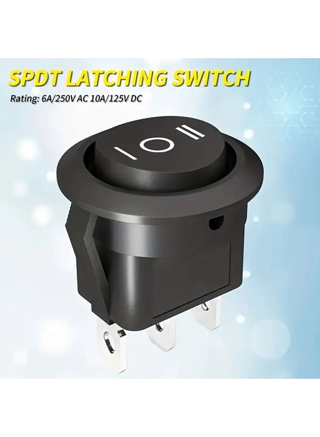 10 قطع مفتاح روكر دائري 3 اتجاه تشغيل إيقاف تشغيل 3 دبابيس 6 أمبير 250 فولت تيار متردد SPST مفتاح تبديل مع أسلاك لستيريو السيارة قارب بحري - Image 4