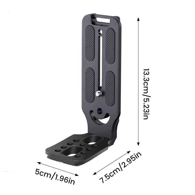 camouflage net L Bracket DSLR Camera Mount L Plate Quick Release Plate Vertical Horizontal Video Shooting, Universal Shape Holder Bracket with 1/4inch Screw for Professional Photography Tripod - Image 2