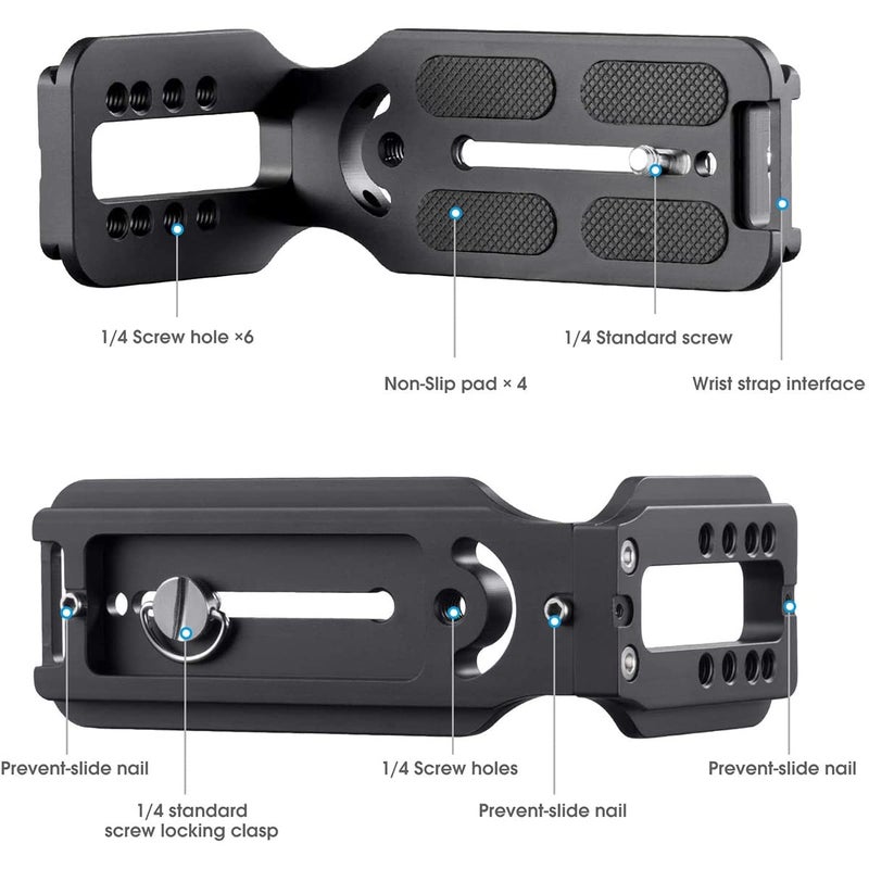 camouflage net L Bracket DSLR Camera Mount L Plate Quick Release Plate Vertical Horizontal Video Shooting, Universal Shape Holder Bracket with 1/4inch Screw for Professional Photography Tripod - Image 3