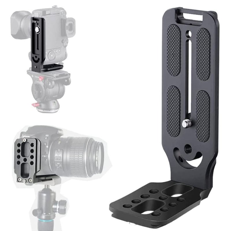 camouflage net L Bracket DSLR Camera Mount L Plate Quick Release Plate Vertical Horizontal Video Shooting, Universal Shape Holder Bracket with 1/4inch Screw for Professional Photography Tripod - Image 1