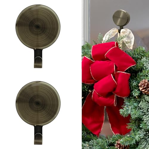 Haute Decor Attract Magnetic Wreath Hanger (Antique Brass) - Set of 2 Magnets - for 2 Metal Doors/Surfaces or 1 Single-Pane Glass Door/Window - Holds up to 10 lbs. - Image 2
