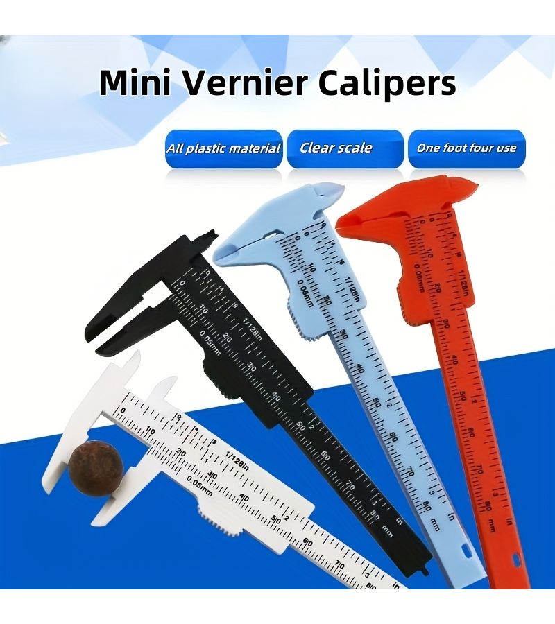 White 5 Piece Small Colored Plastic Caliper Set For Study Jewelry Artificial Jade And Depth Measurement - Image 1