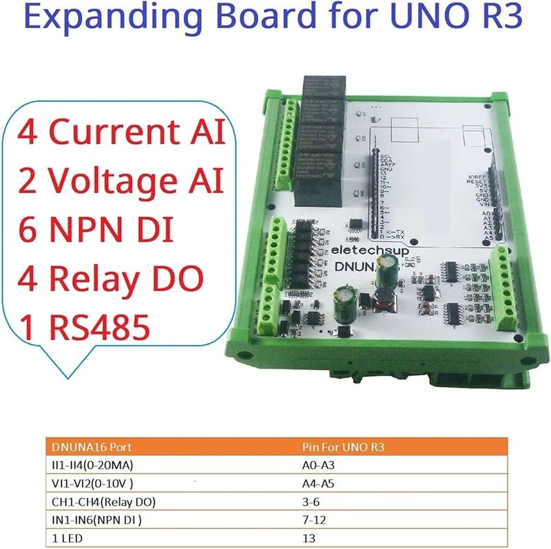 Multifunction 6AI 6DI 4DO PLC Expansion Board For Arduino UNO R3 With Din Rail Box - Image 3