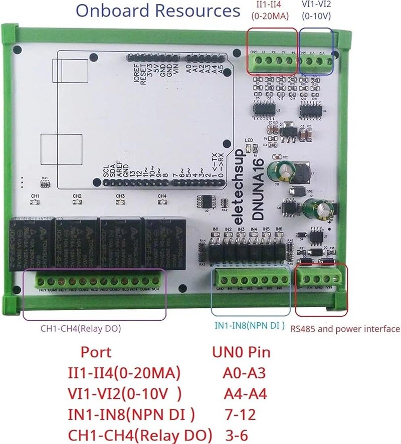 Multifunction 6AI 6DI 4DO PLC Expansion Board For Arduino UNO R3 With Din Rail Box - Image 4
