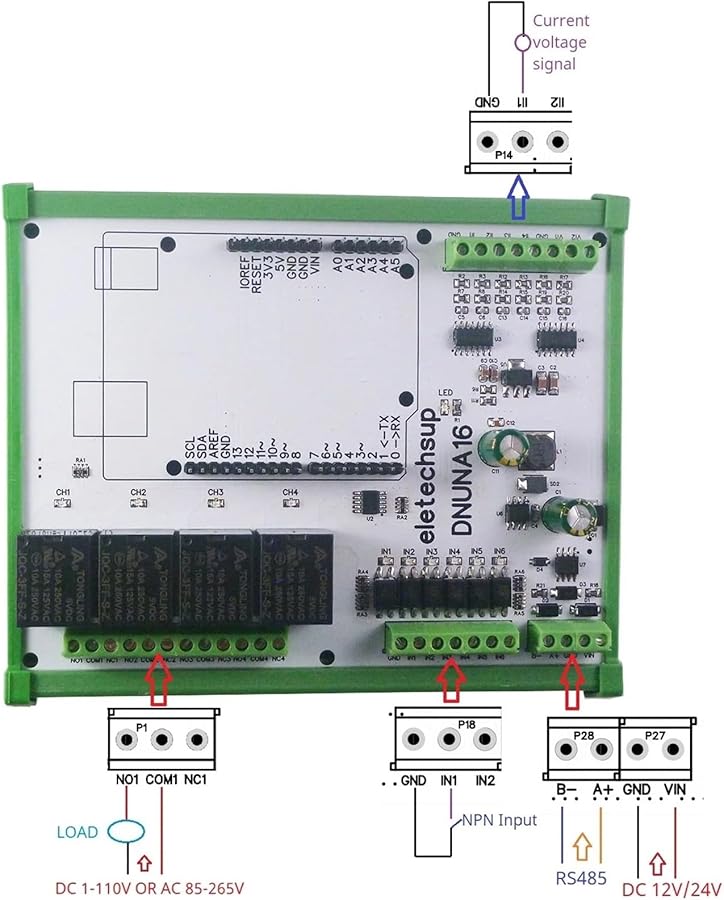 Multifunction 6AI 6DI 4DO PLC Expansion Board For Arduino UNO R3 With Din Rail Box - Image 5