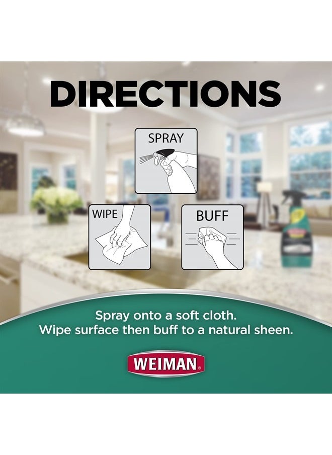 Disinfectant Granite Daily Clean & Shine (2 Pack with Polishing Cloth) Safely Clean Disinfect and Shine Granite Marble Soapstone Quartz Quartzite Slate Limestone Corian Laminate Tile Countertop