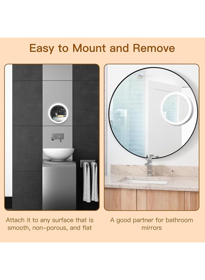 إيروريكس مرآة مكبرة 10 مرات مع ضوء و3 أكواب شفط ومرآة مكياج مضاءة قابلة للتعتيم بدون خطوات ومرآة لاصقة للحمام مثبتة على الحائط مقاس 6.8 بوصة - Image 3