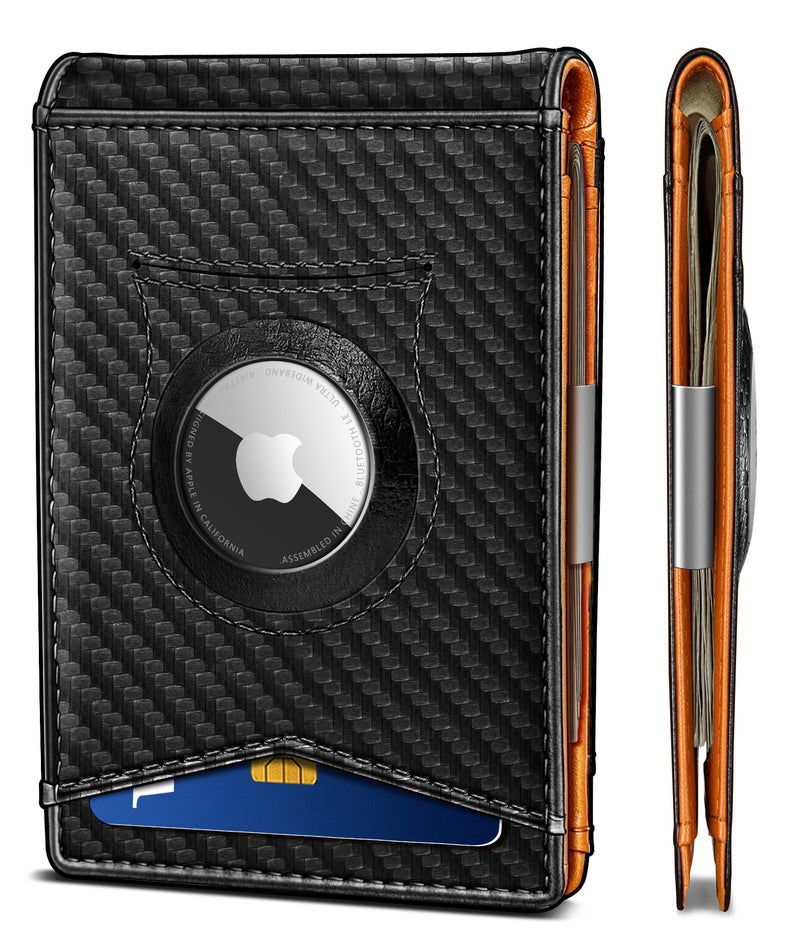 KS Mens Wallet Gift Airtag or Standard Use,Slim Front Pocket Leather Wallet Money Clip 11 cards RFID Blocking - Image 1