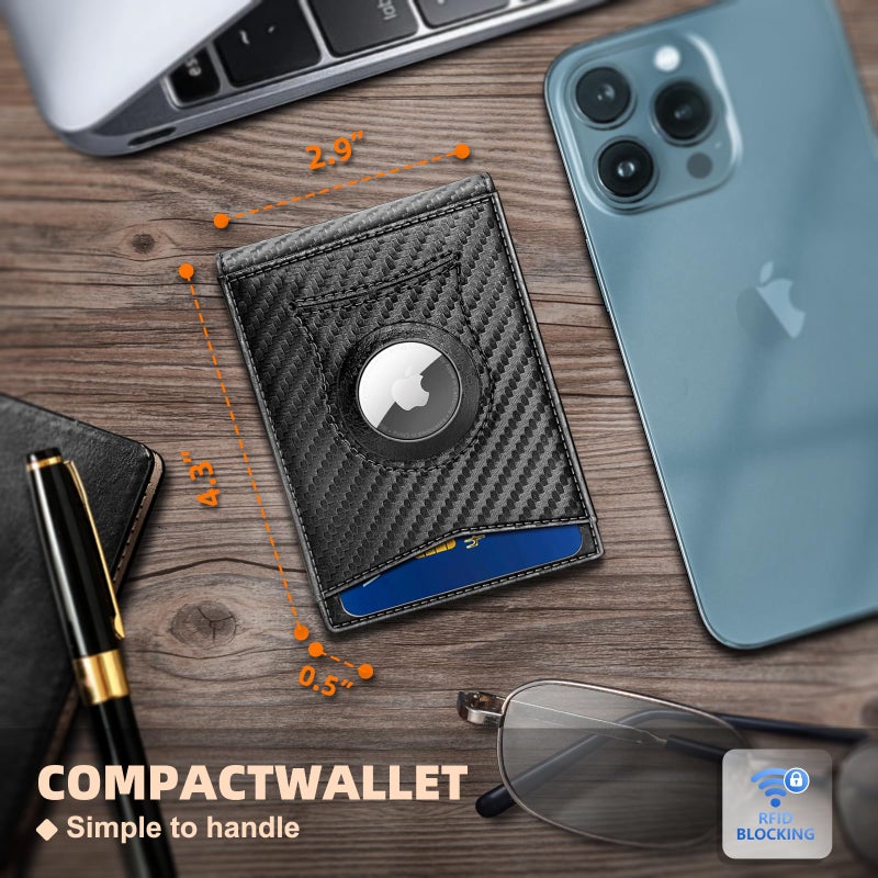 KS Mens Wallet Gift Airtag or Standard Use,Slim Front Pocket Leather Wallet Money Clip 11 cards RFID Blocking - Image 4