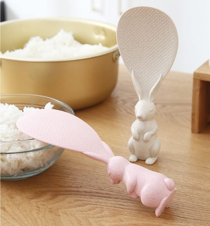 TARTAMYA Silicone Rice Serving Spoon with Rabbit Handle, Non-Stick Kitchen Utensil, Multicolour (02) - Image 5
