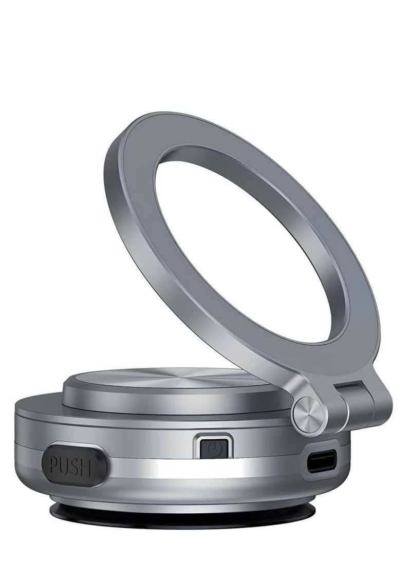 ELTRAZONE Magnetic Vacuum Suction Car Phone Holder Mount C1 – 360° Rotating for All Smooth Surfaces (Silver) - Image 1
