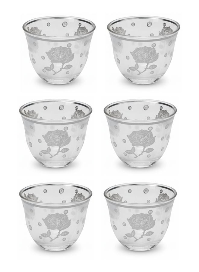 دوف طقم فناجين قهوة عربية زجاجية شفاف/فضي 6 قطع 70 مل - Image 1